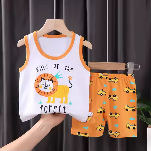 2PCS Children Clothing Vest Suit Children's Sets Summer Cotton T-Shirts Shorts Boys Girls Sleeveless Kids Clothes for baby - Image 10