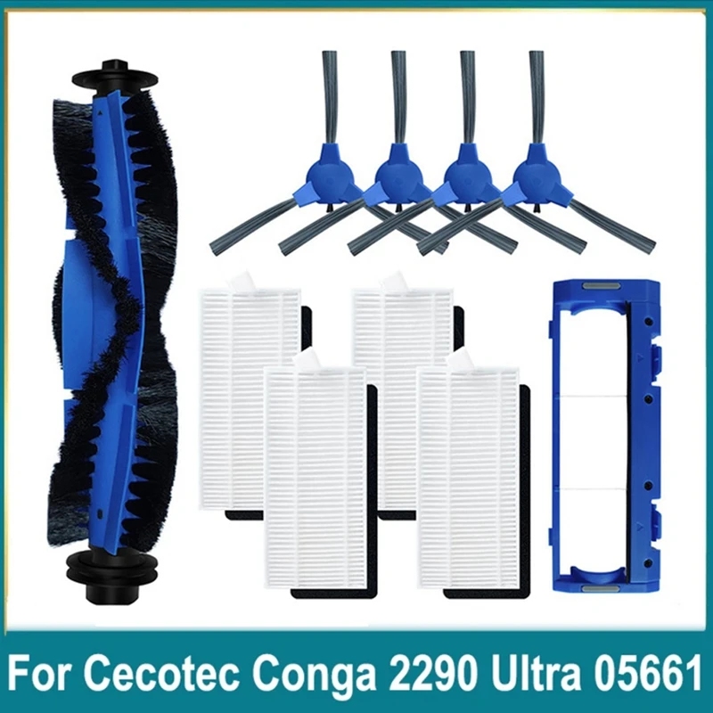 Piezas de Repuesto de filtro Hepa para Cecotec Conga 2290 Ultra 05661, cepillo lateral principal, plástico azul-blanco, Robot aspirador