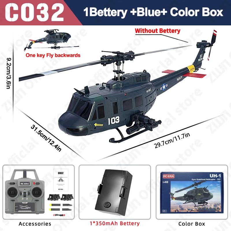 C032 RC Helicopter 2.4G 6-Aixs Gyroscoop 6CH Hoogte Hold Optische Stroom Borstelloze Afstandsbediening Helikopter Speelgoed voor Kid Volwassen