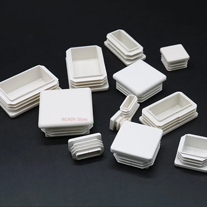 White Square lastic Pipe Plugs Rectangle Blanking End cap tube plug table chair foot cover Dust-Proof