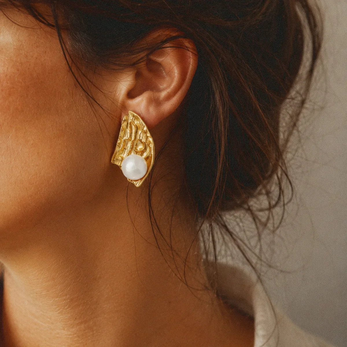 

Litheline Vintage Gold Plated Pearl Earrings Women Dainty Retro Statement Jewelry Fashion Earring Unique Design