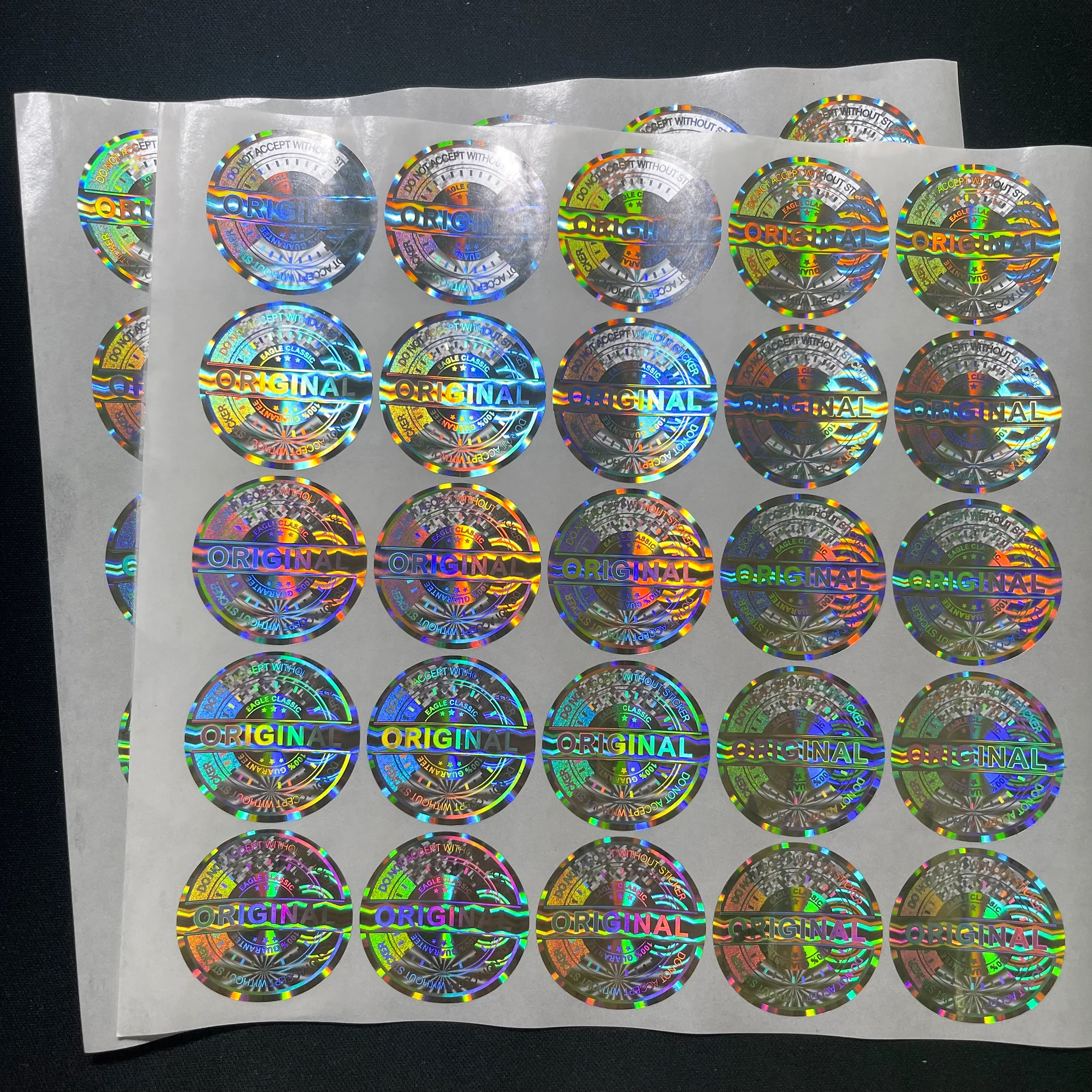 30X30mm Zilver Originele Authentieke Sticker Tamper-Proof Beveiliging Seal Holografische Sticker Laser Anti-Namaak Sticker