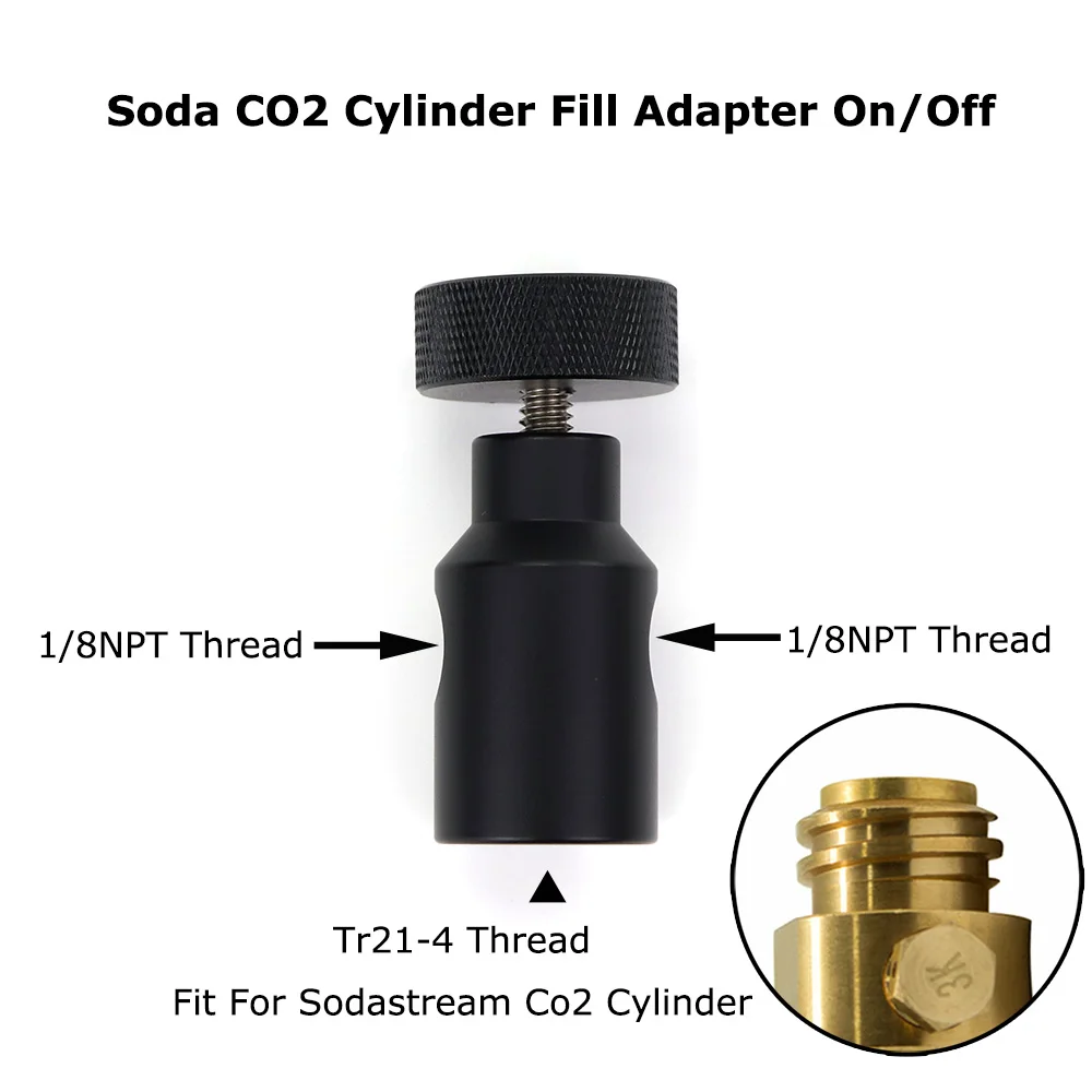 New Soda Water Stream CO2 Cylinder (TR21-4 Thread) Charger Fill On/Off ASA Adapter  With Two Hole