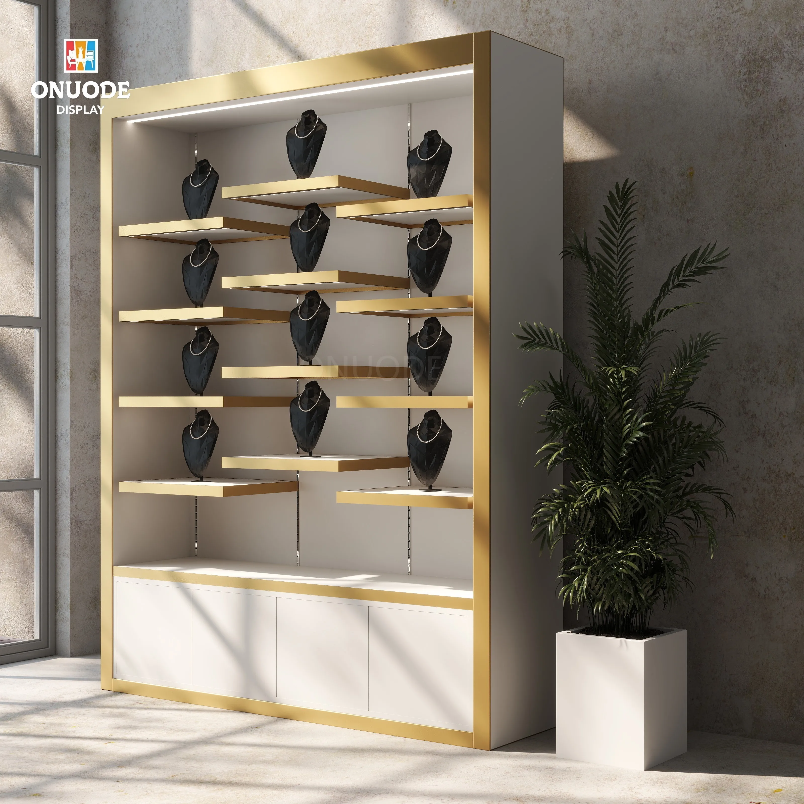 Custom.Modern MDF Jewelry Display Cabinet with LED Light Tempered Glass Showcase for Watch Store & Jewelry Shop Store Shop Displ