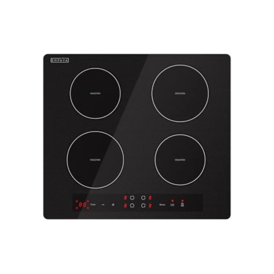 24 Inch Electric Induction Cooktop for Kitchen Black Glass Power Boost Touch Control with Timer Child Lock Residual Heat Indica