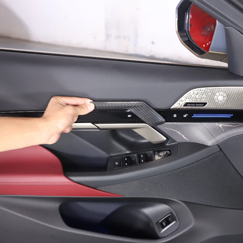 Real Carbon Fiber Auto Tür Innere Griff Dekorative Abdeckung Für BMW 5er G60 2024-2025 Innen Auto zubehör