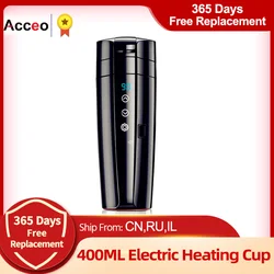 Acceo12V Car Heating Mug With Anti-Spill Lid Portable Travel Smart Coffee Travel Cup Variable Temperature Control Kettle 400ML