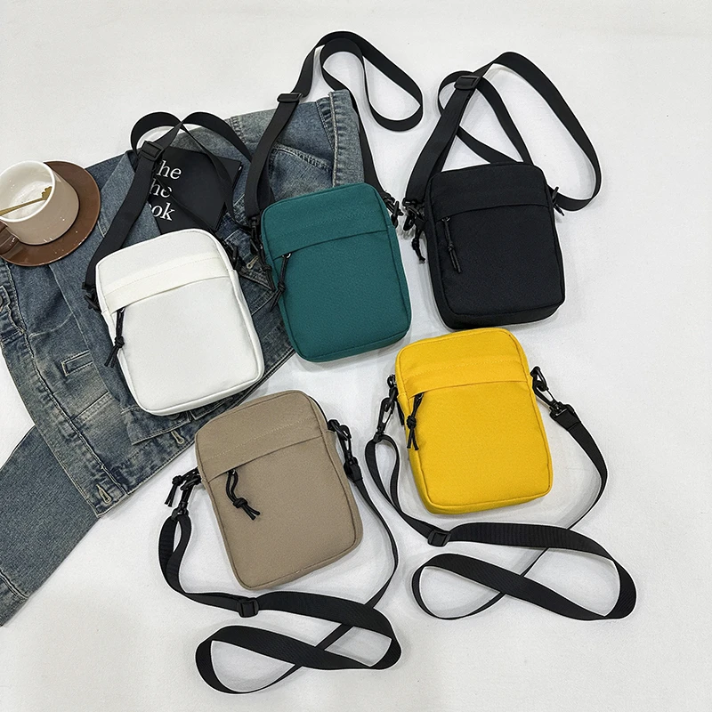 Korean Style Women's Crossbody Bag Solid Color Oxford Shoulder Handbag Simple Shopper Purse for Students Mobile Phone Bag