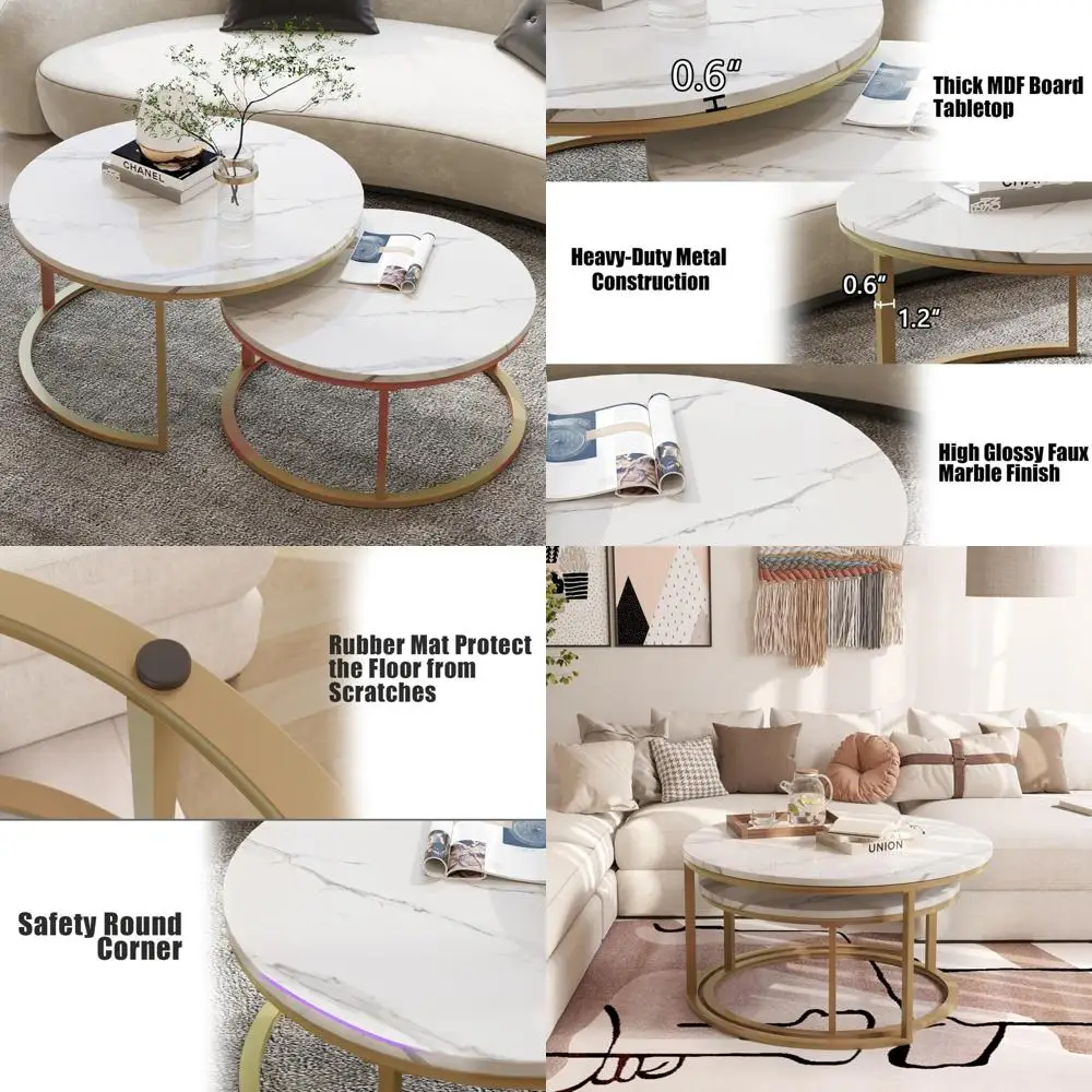 

Современный набор журнальных столиков: круглые столы WiberWi, большой диаметр 34,0 и маленький диаметр 26,0 для гостиной