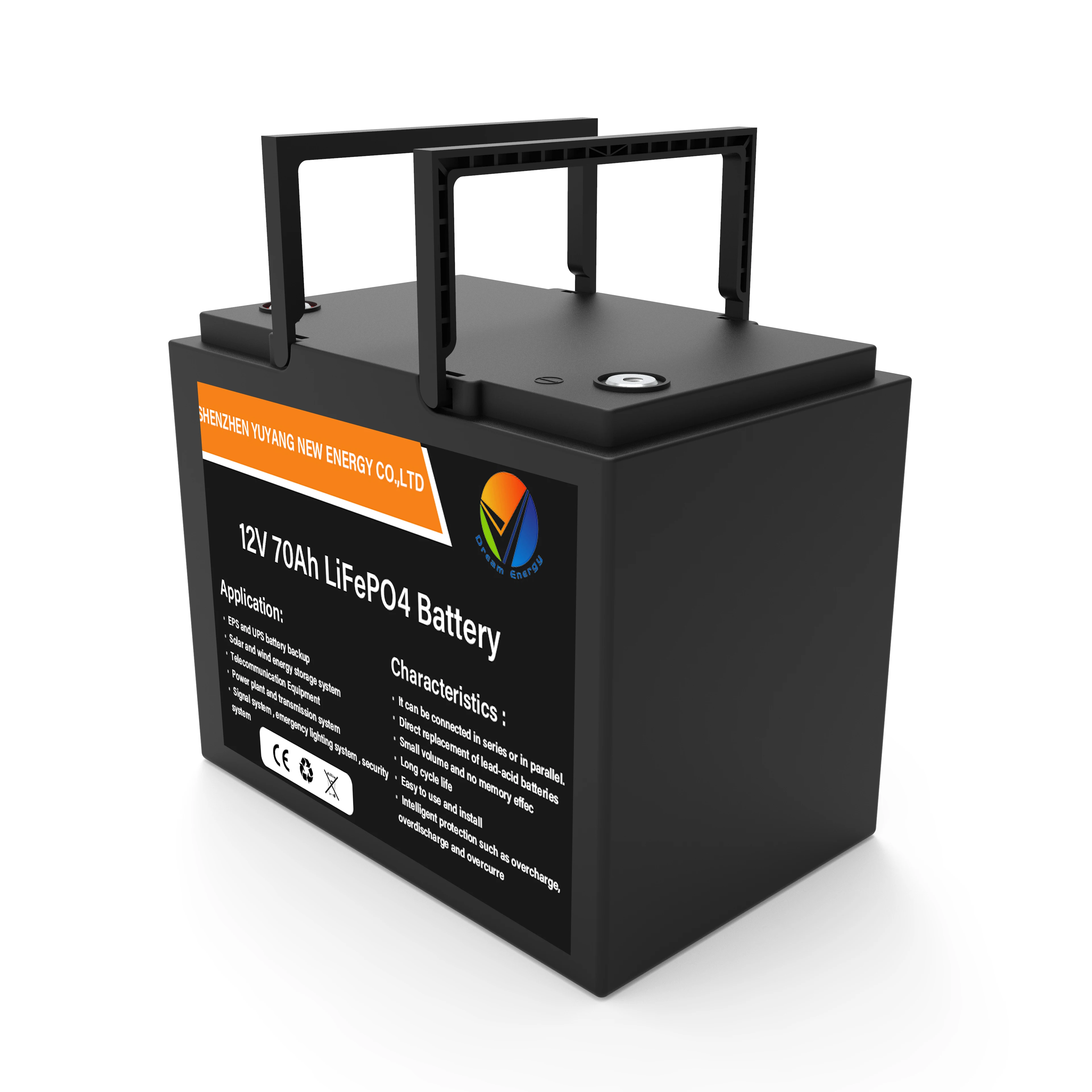 Battery Manufacturing Plant 12v 70ah Lithium Iron Phosphate Battery for Solar System Rv/Electric Car/Scooter/Motorcycle/Boat