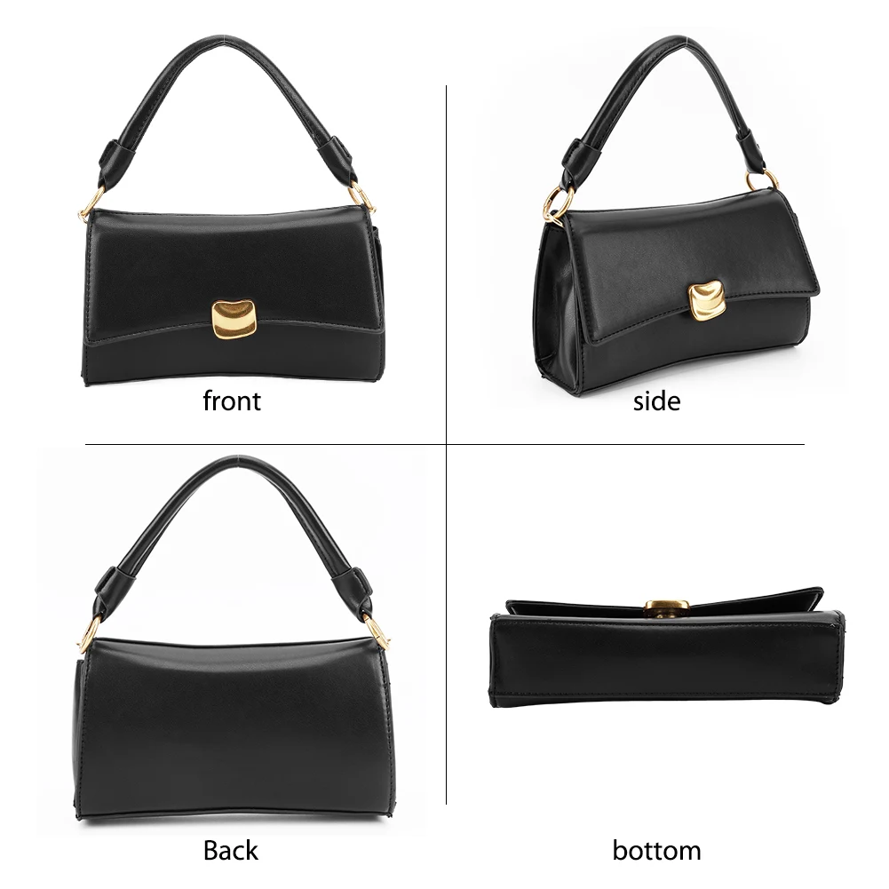 

Women Flap Satchel Bag Solid Color PU Leather Stylish Messenger Bag Detachable Strap Top Handle Bag for Party Vacation