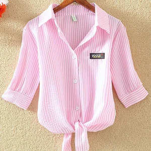 Kurzhaut aus der Frauen in der Frau, ein Freizeithemd, weiße Tops, neue Mode, Sommer 6 Hauptverkäufe Frauen Beach Camisão - №6