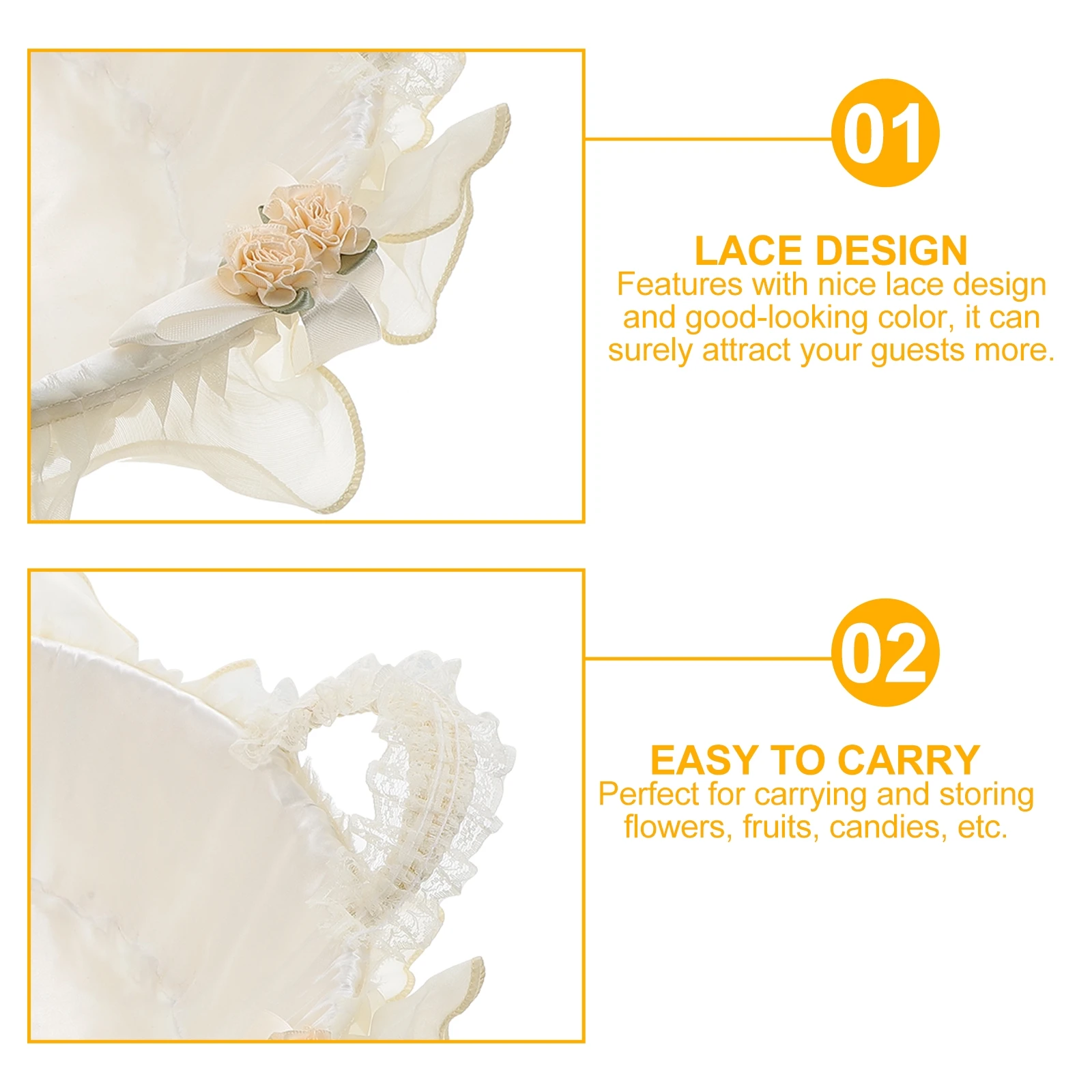 

Exquisite Rattan Flower Girl Basket Lace Wedding Storage Container Decorative Sundries Basket