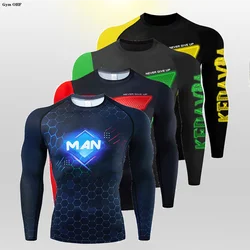 Koszulka męska Rashguard Jiu Jitsu Mma Koszulka z długim rękawem Muay Thai Siłownia Bieganie Koszulki bokserskie Koszulki kompresyjne Męskie