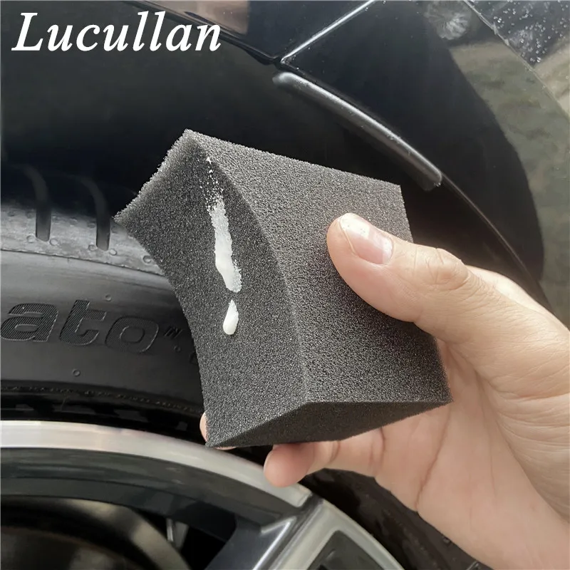 Lucullan High Density Black Contoured Shape Foam Waxing Pad Interior Tire Shine Dressing Sponge Applicator