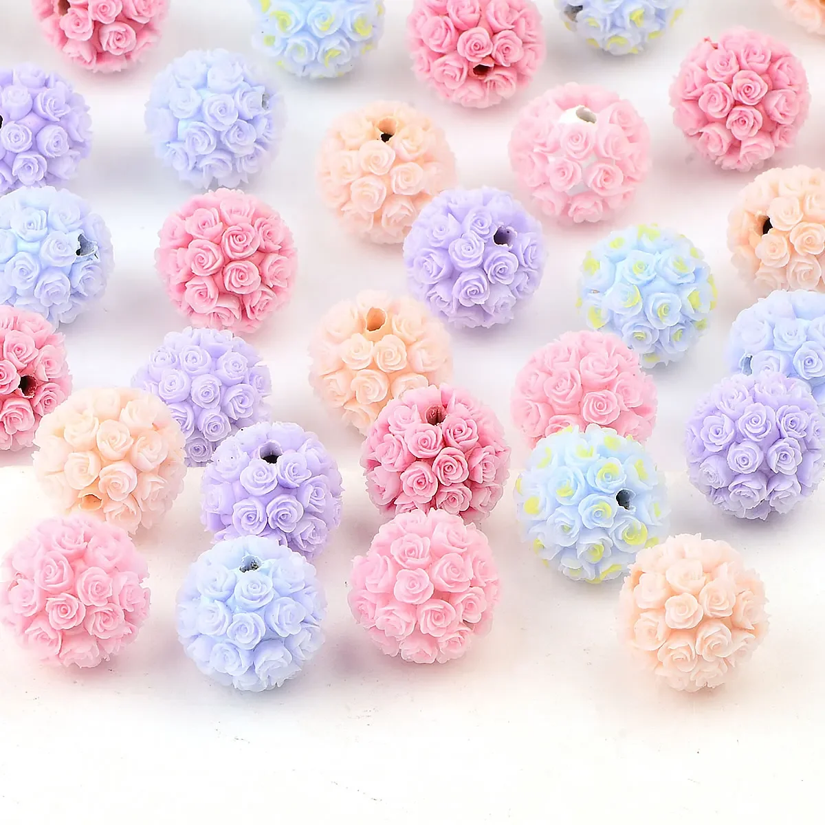 4pcs 2cm Random Color Mix Rose Shape Ball Beads Acrylic Beads High Quality DIY Pen Earrings Bracelets Necklace