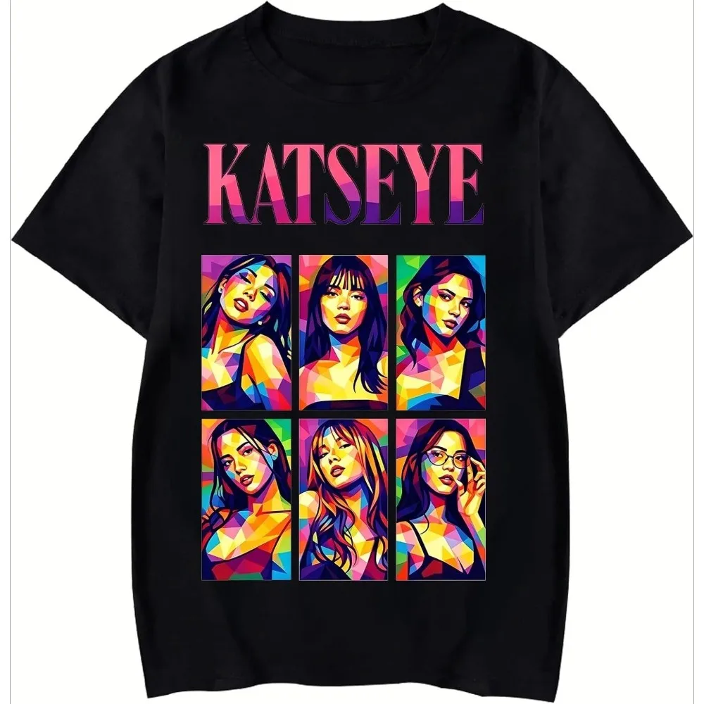 Colorful Polygon Women Portrait Grid Print Men's T‑Shirt Oversized Casual Short Sleeve Hip‑Hop Streetwear Tee