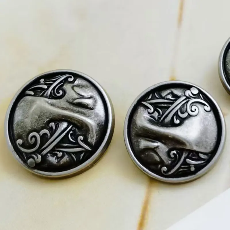 10 Stück 18/23mm Retro Luxus Runde Metallknöpfe für Kleidung Nähzubehör DIY Handwerk Nähbedarf Knöpfe Großhandel Knopf – Detail 5