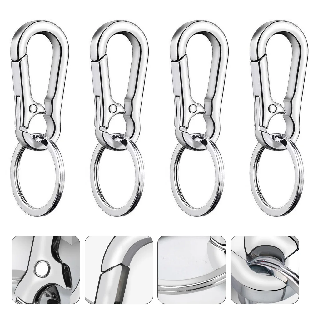 8 Pcs Keychain Clip with Ring Carabiner Large and Luxurious Metal Hook Silver Keyring Lovers