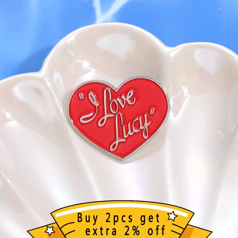 I Love Lucy Enamel Pins Classic Variety TV Shows Red Heart Brooches Lapel Badges Valentine'S Day Present Jewelry Gift For Friend