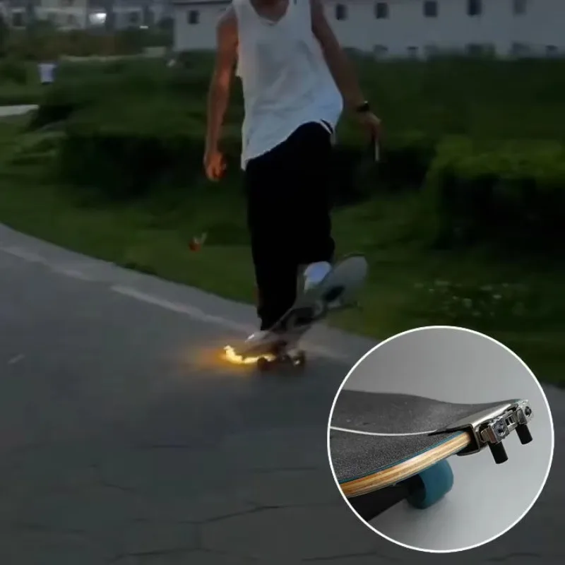 Skateboard Flint Spark Plate, Longboard & Double Kick Skateboard Spark Stone Accessory, Easy Install No Drilling  Effect Device
