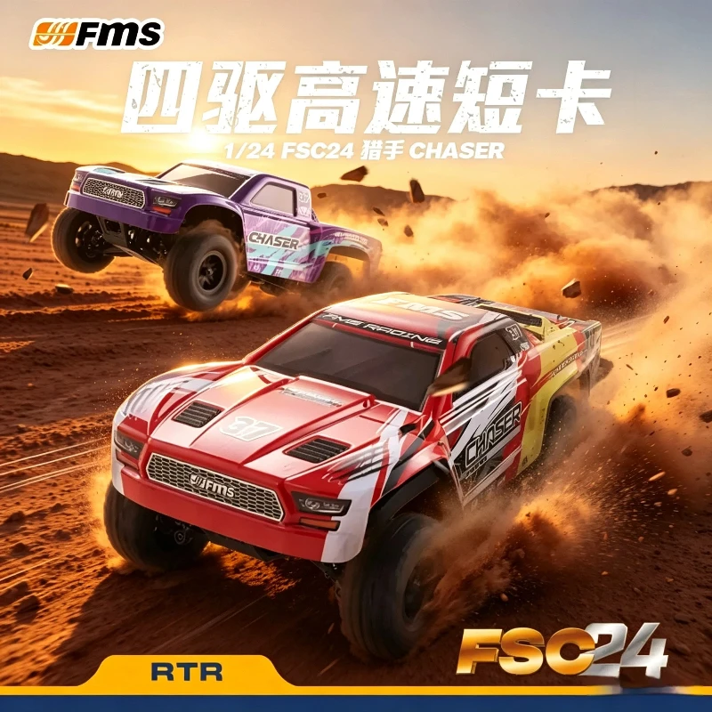 Fms 1/24 Fsc24 Chaser Remote Control Car - Off-Road Vehicle With Strong Power Metal Twin Servos For Beginners And Entry Level