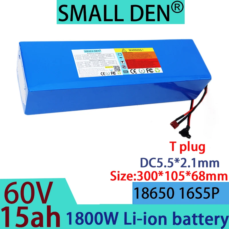 New type of lithium-ion battery 60V 15Ah 18650 16S5P suitable for rechargeable battery motorcycles with large capacity