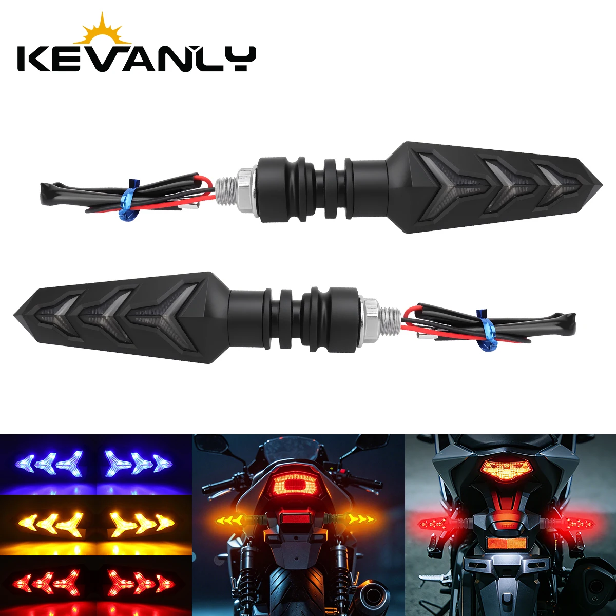 2PCS Motorbike LED Motorcycle Turn Signal Light Flowing Fishbone Indicator Lights Daytime Running Lights 12V