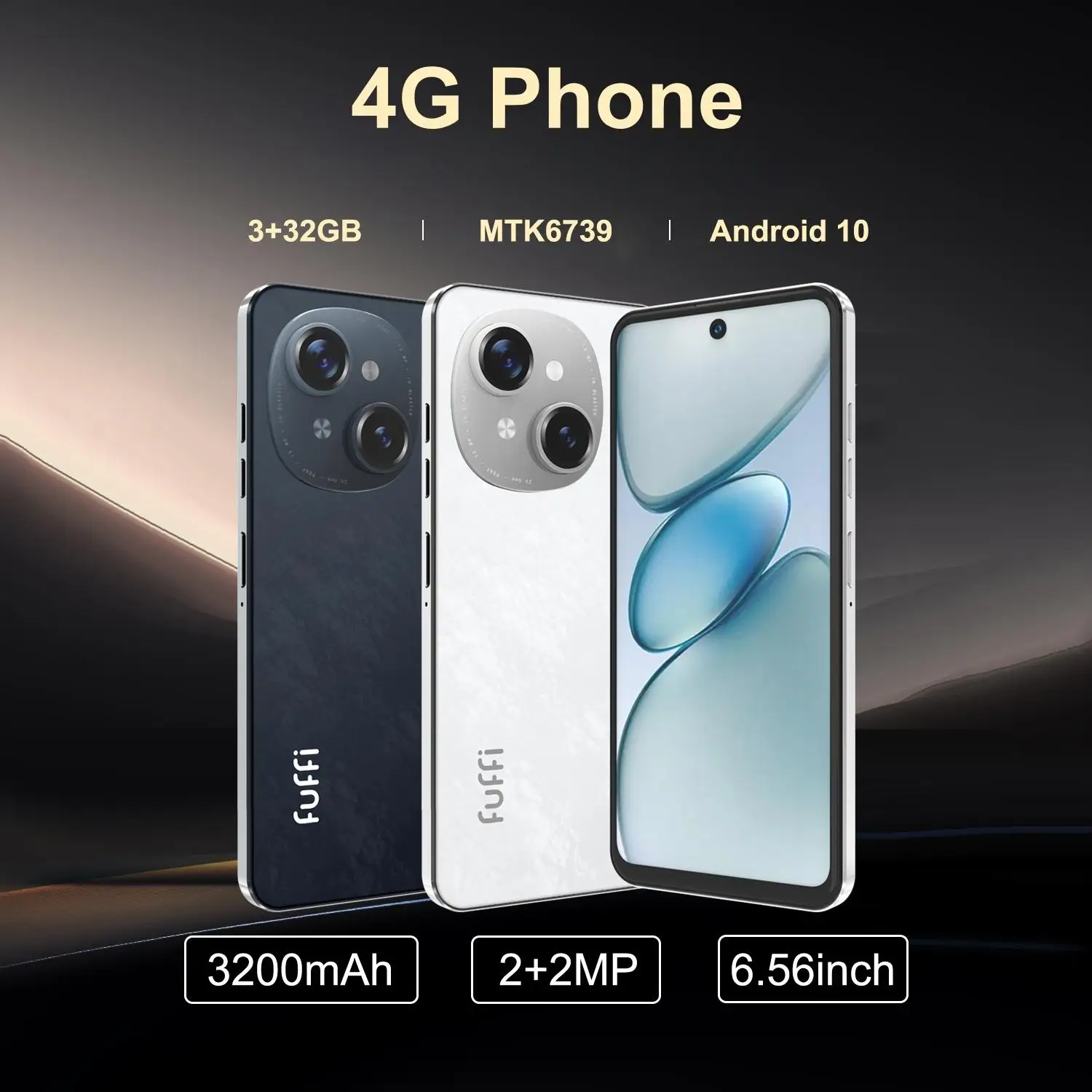 FUFFI 6.56 Inch Smartphone, 4G Network Dual SIM Phone, Android 10.0 Phone with 32GB ROM, Quad Core Processor, 2+2MP Pixels Phone