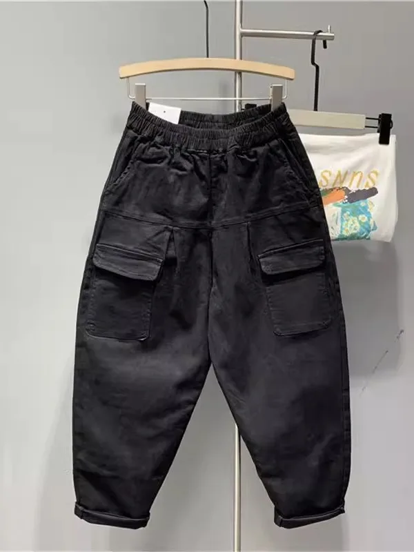 

Мужские брюки-карго большого размера, осенняя новинка, повседневные, свободного кроя, модные, универсальные, в стиле Dad Pants