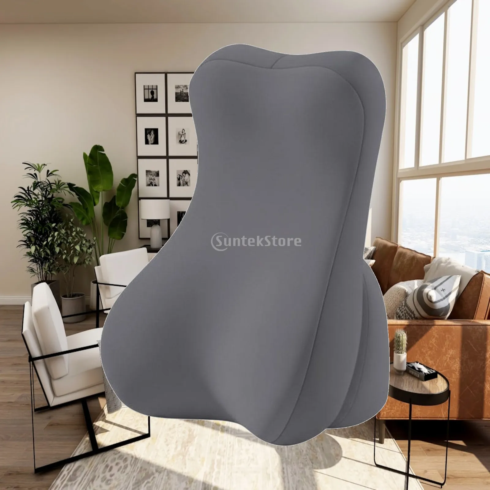 Contoured Memory Foam Cushion Ergonomic Backrest Pillow for Neck and Support While Sitting Reading