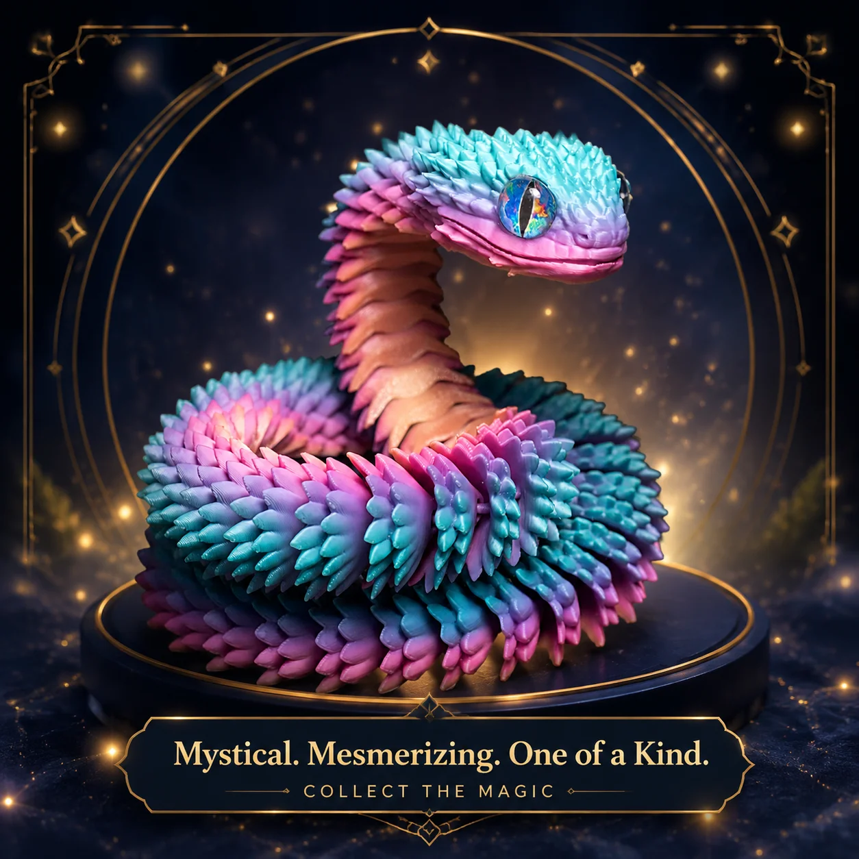 3D Printed Movable Joint Snake Statue Realistic Simulation Snake Year 2026 Desk Ornament Fidget Toys Animal Model Gift
