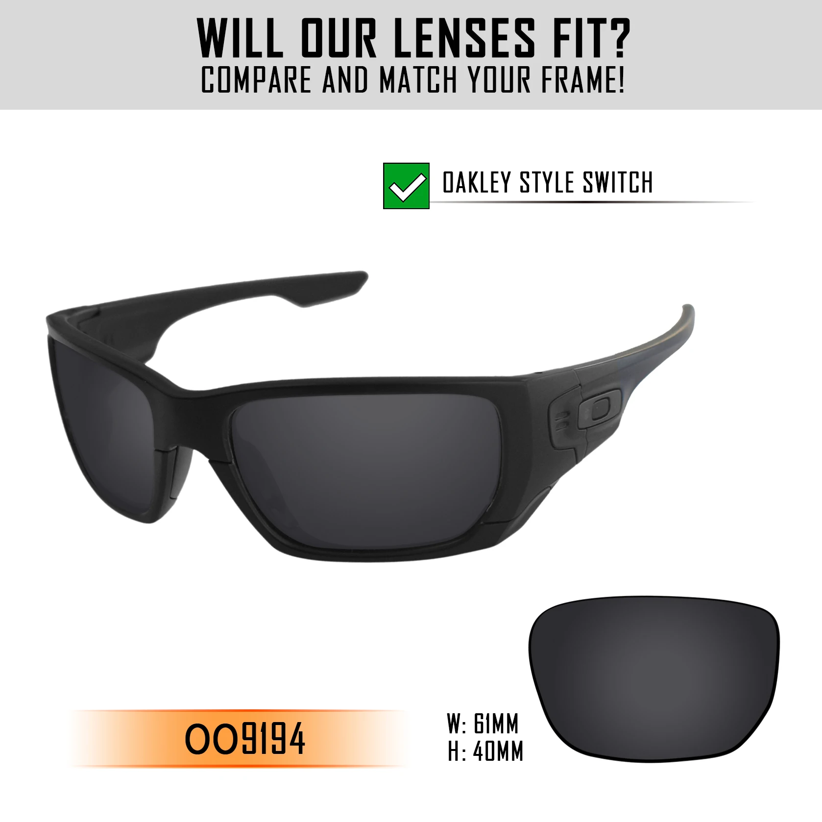 

HDTAC Polarized Replacement Lenses For-Oakley Style Switch OO9194 Sunglasses Multicolor Options