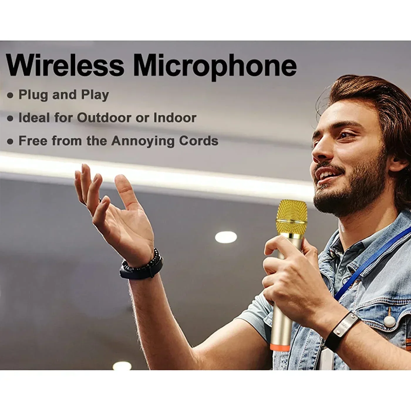 

With Rechargeable Receiver for karaoke Singing Dj Microphone Wireless Microphone UHF Dual Cordless Dynamic Mic System