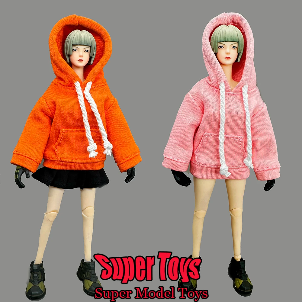 3ATOYS CJG-1227 1/12 Scale Female Soldier Clothes Solid Color Casual Hoodie Pleated Skirt Fit 6-inch SHF Action Figure Doll