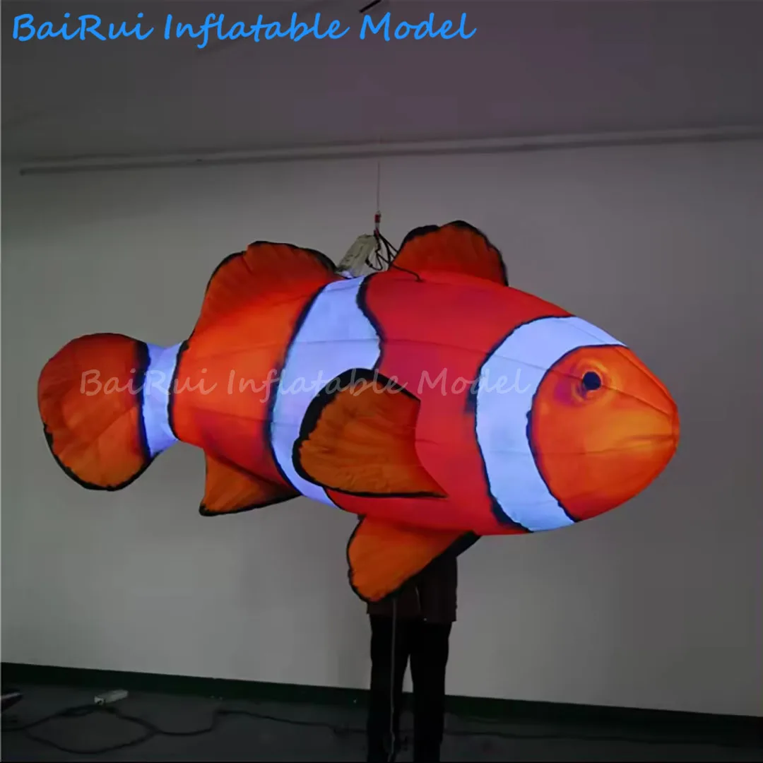1 قطعة 2 متر العملاق نفخ الكرتون القرش الهواء ضربة الأسماك مع الأبيض مصباح ليد ملهى ليلي المرحلة الديكور الاطفال الحدث الإعلان الدعائم #4