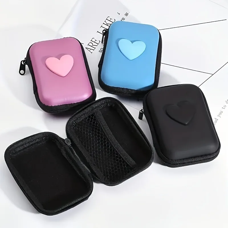 3D Love Heart Kopfhörer Datenkabel Aufbewahrungstaschen Ladegerät Power Bank Rechteckige Box Reißverschlusstasche Taschentasche – Detail 9