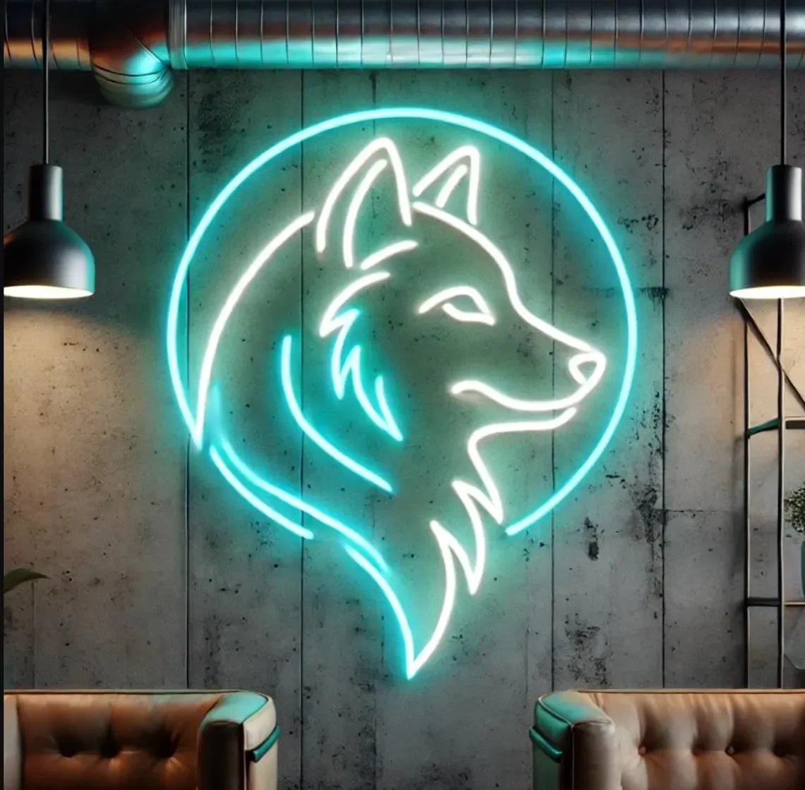 Wolf Neon Sign Wolf Neon Wall Art Howling Wolf Neon Home Bar Club Art Wall Decor