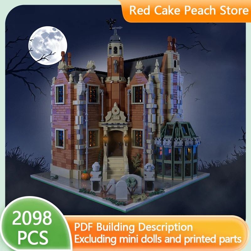 Halloween Street View Model MOC Building Bricks Haunted Mansion Modular Technology Gifts Holiday Assemble Children Toys Suit