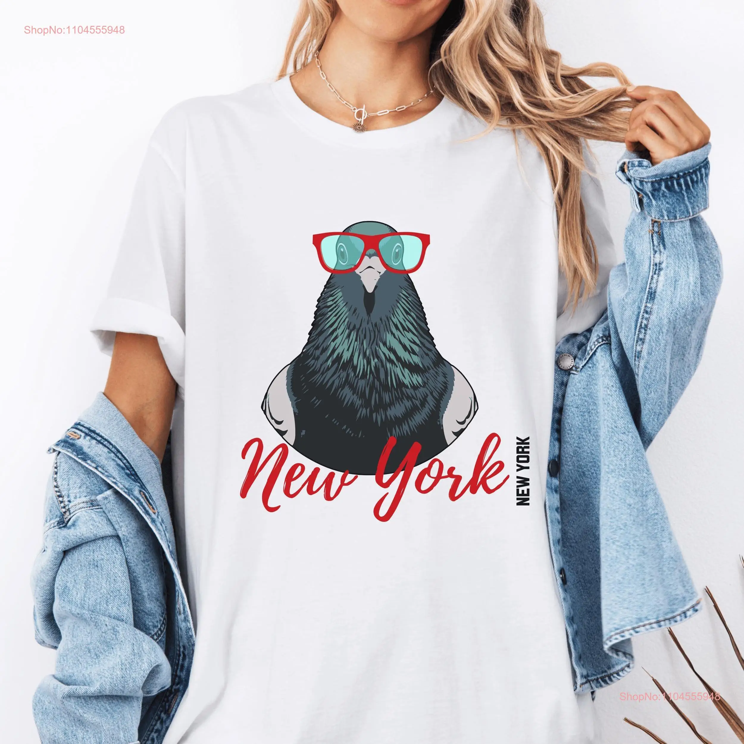 

NYC Pigeon T Shirt Hipster Bird Unique Urban Wear Cool Glasses City Souvenir Top long or short sleeves