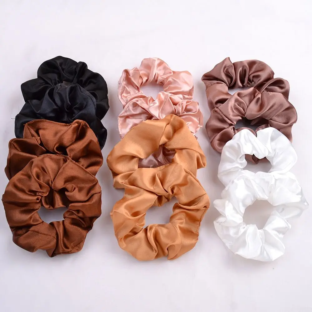3.9Inches Women Multicolor Silk Scrunchie Elastic Handmade Hair Band Ponytail Holder Adult Hairband Headband Hair Accessories - 4