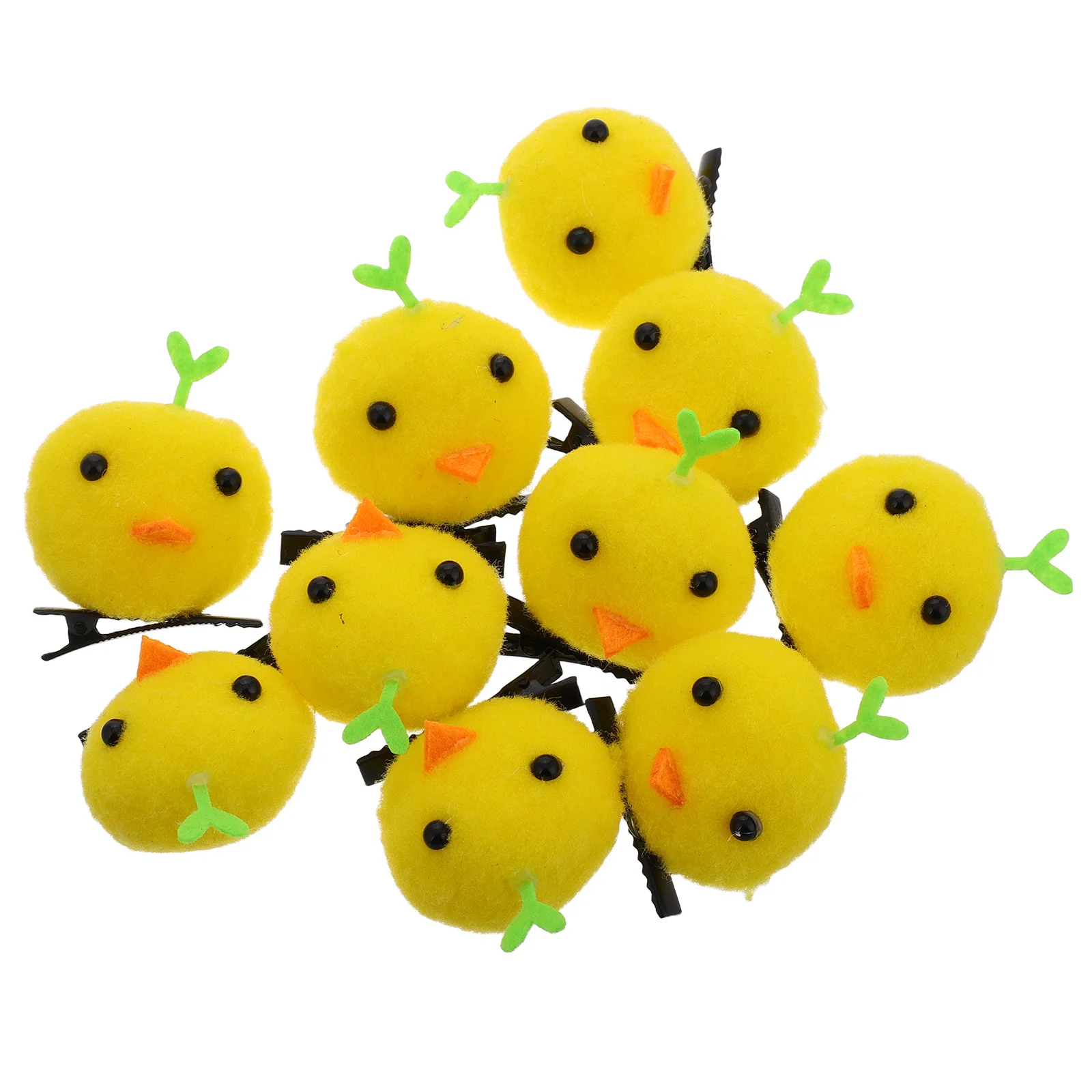 

10 Pcs Little Yellow Chicken Hairpin Easter Girl Clips Cartoon Kawaii Accessories Plush Girls