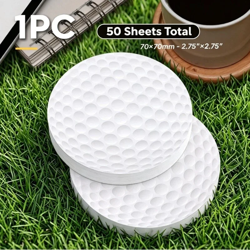 1PC Golf Ball Self-Adhesive Sticky Notes 50 Sheets Round Sports Memo Pads Golf Theme Reminder Office Stationery