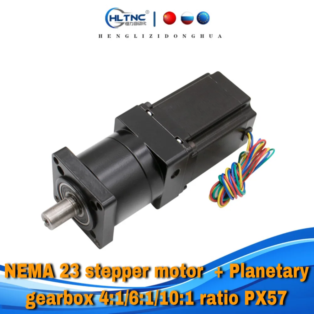 NEMA 23 stepper motor 1.2N 2N 2.2N 2.5N 3Nm with Planetary gearbox 4 5 6 10:1 ratio PX57 reducer Motor 4 wire for CNC router