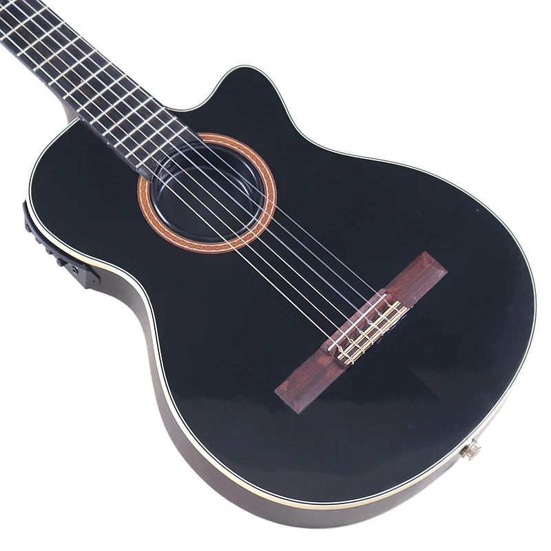 

Silent Classical Guitar 39inch 6 String Solid Spruce Wood Top High Glossy with flaw