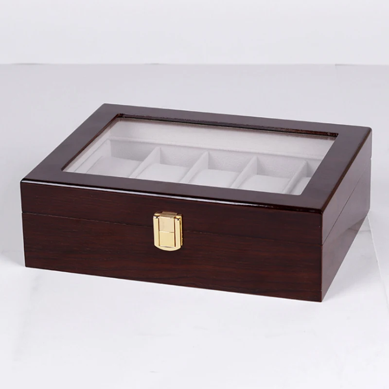 Caja de reloj de madera hecha a mano de lujo para hombres y mujeres, almacenamiento de joyas, caja de embalaje, exhibición de organizador de reloj,