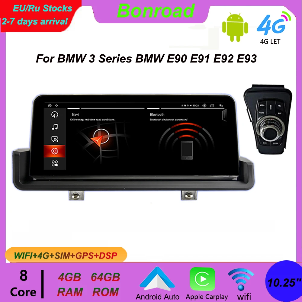 Bonroad E90 10.25'' Android Car Multimedia Player for BMW E90 E91 E92 E93 2005-2012 iDrive GPS Navigation Wireless Carplay Radio