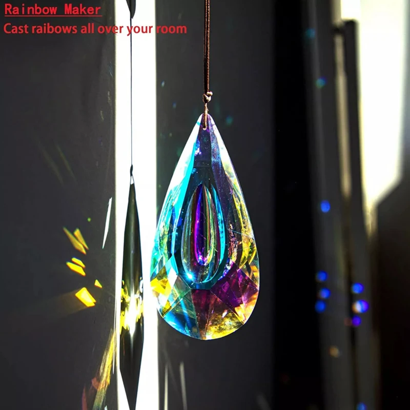 120mm Large Crystal Suncatcher AB Coating Faceted Crystal Prisms Drop Pendant Rainbow Window Garden Hanging Decoration