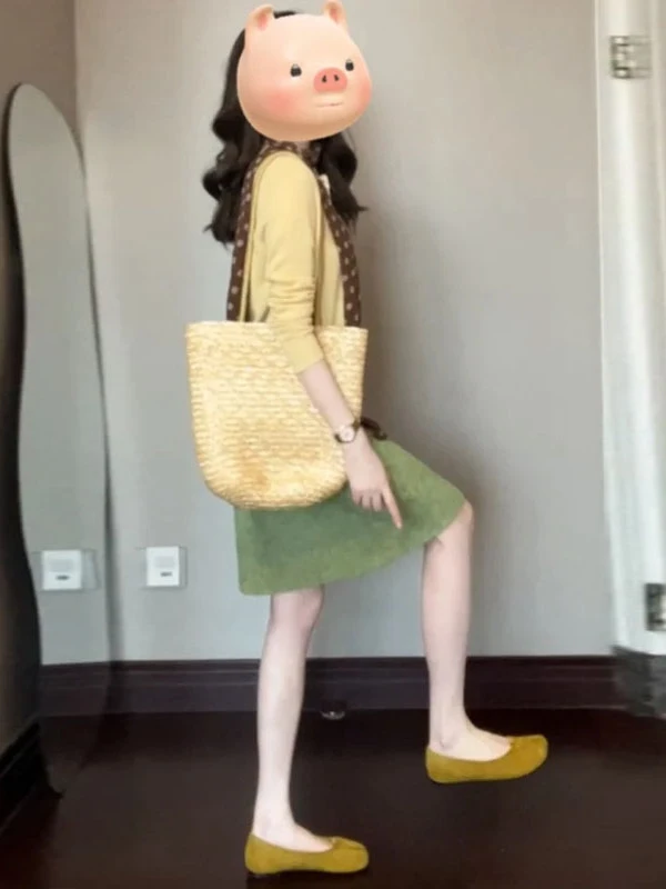 

Fashionable Knitted Cardigan And Skirt Set Unique Stylish Spring Collection Comfortable Cotton Blend Button Detail