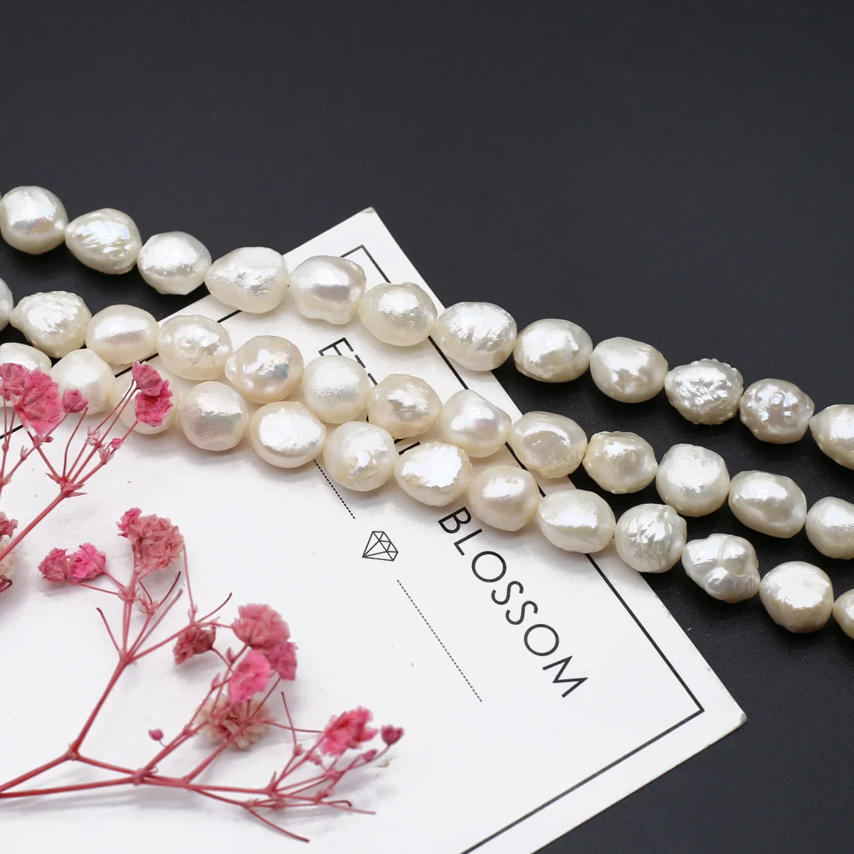 Natural Freshwater Baroque Pearl White Irregular Round 9-10mm Loose Spacing Beaded Jewelry Making Necklace Earrings Accessory